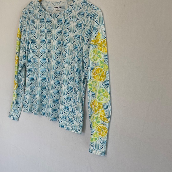 Lands’ End Long Sleeve Water Shirt Rashguard Lemons & Limes Size Small - Picture 2 of 6
